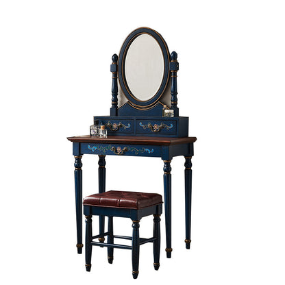 Victorian Wood Vanity e sgabello da toeletta con cassetti di stoccaggio