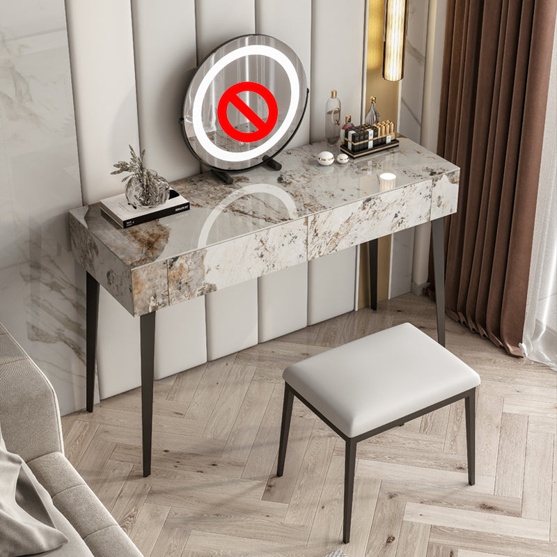 Stone Top -Schminktischhocker schwarze Eitelkeit mit Holzschubladen