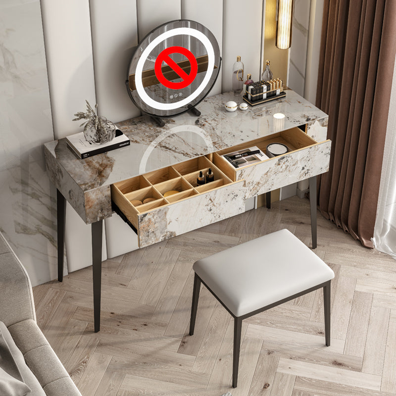 Stone Top -Schminktischhocker schwarze Eitelkeit mit Holzschubladen