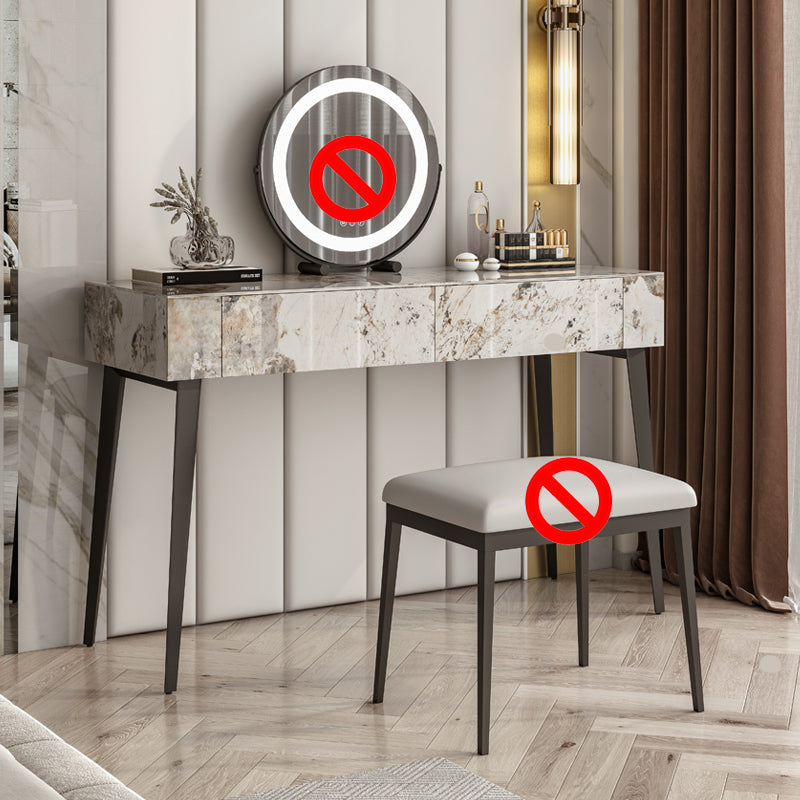 Stone Top -Schminktischhocker schwarze Eitelkeit mit Holzschubladen