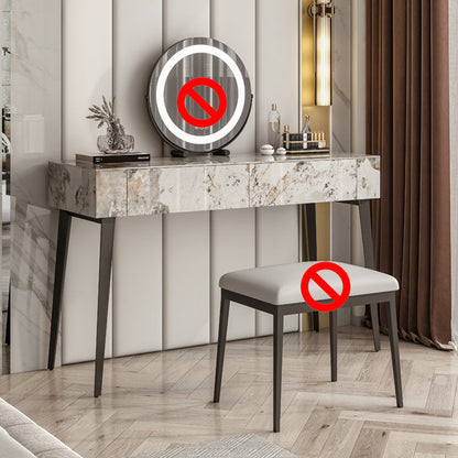 Stone Top -Schminktischhocker schwarze Eitelkeit mit Holzschubladen