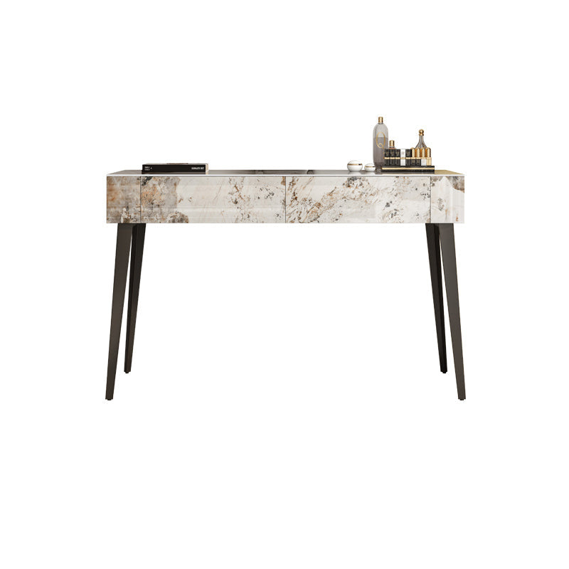 Stone Top -Schminktischhocker schwarze Eitelkeit mit Holzschubladen