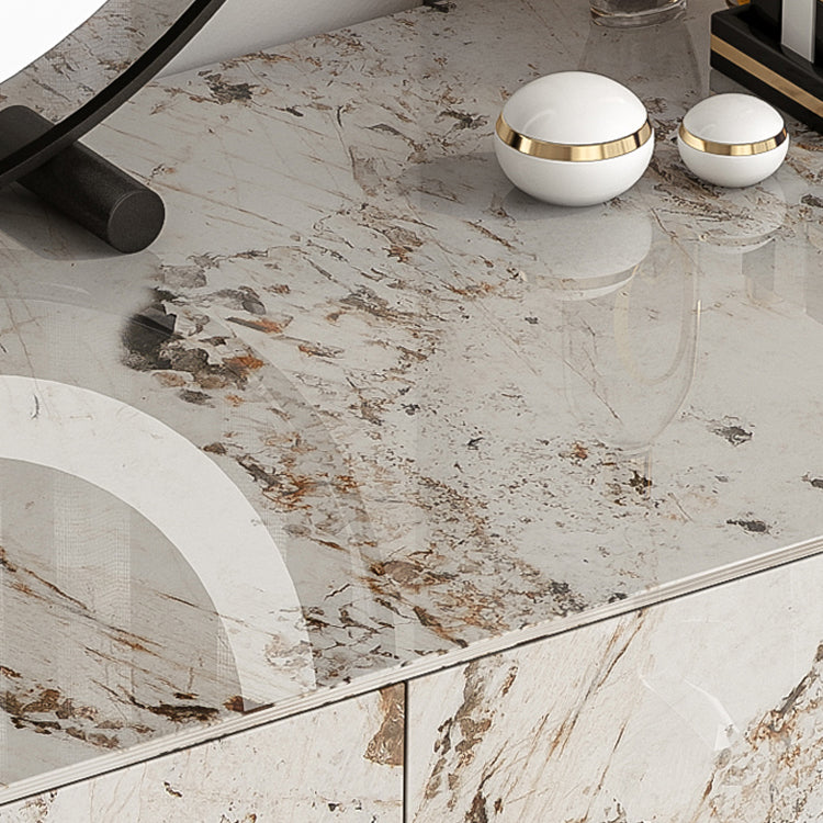 Stone Top -Schminktischhocker schwarze Eitelkeit mit Holzschubladen