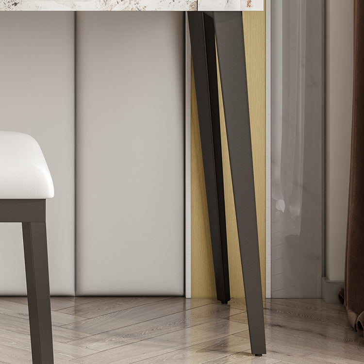 Stone Top -Schminktischhocker schwarze Eitelkeit mit Holzschubladen