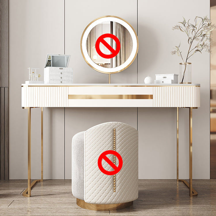 Metall Make -up -Schminktisch luxuriöser Steinhocker Set