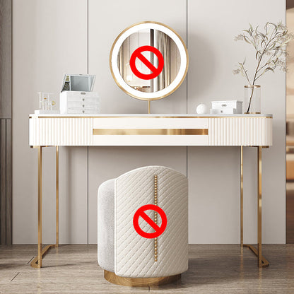 Metall Make -up -Schminktisch luxuriöser Steinhocker Set