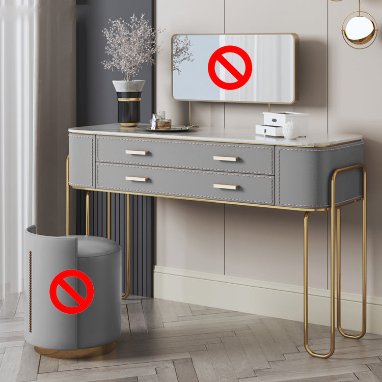 Specchio e 2 cassetti set di sgabelli da toeletta da toeletta per trucco grigio chiaro