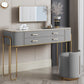 Specchio e 2 cassetti set di sgabelli da toeletta da toeletta per trucco grigio chiaro
