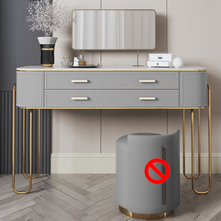 Specchio e 2 cassetti set di sgabelli da toeletta da toeletta per trucco grigio chiaro