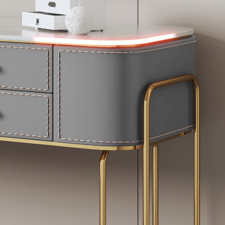 Specchio e 2 cassetti set di sgabelli da toeletta da toeletta per trucco grigio chiaro