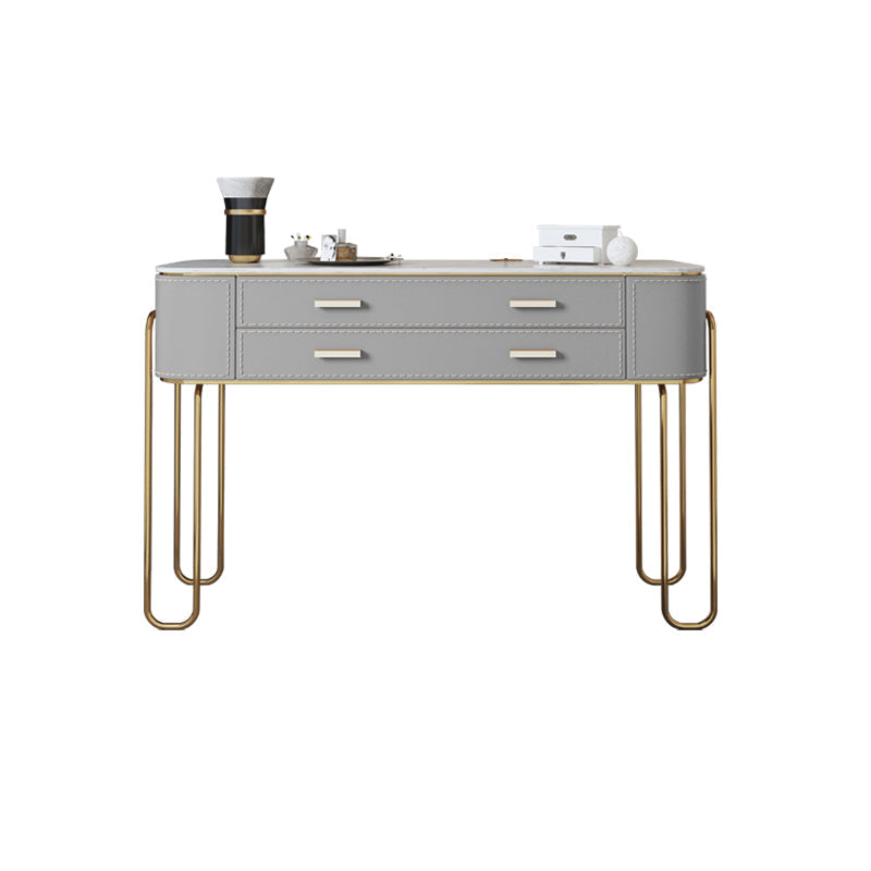 Specchio e 2 cassetti set di sgabelli da toeletta da toeletta per trucco grigio chiaro