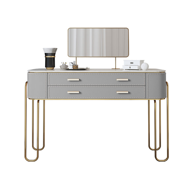 Specchio e 2 cassetti set di sgabelli da toeletta da toeletta per trucco grigio chiaro
