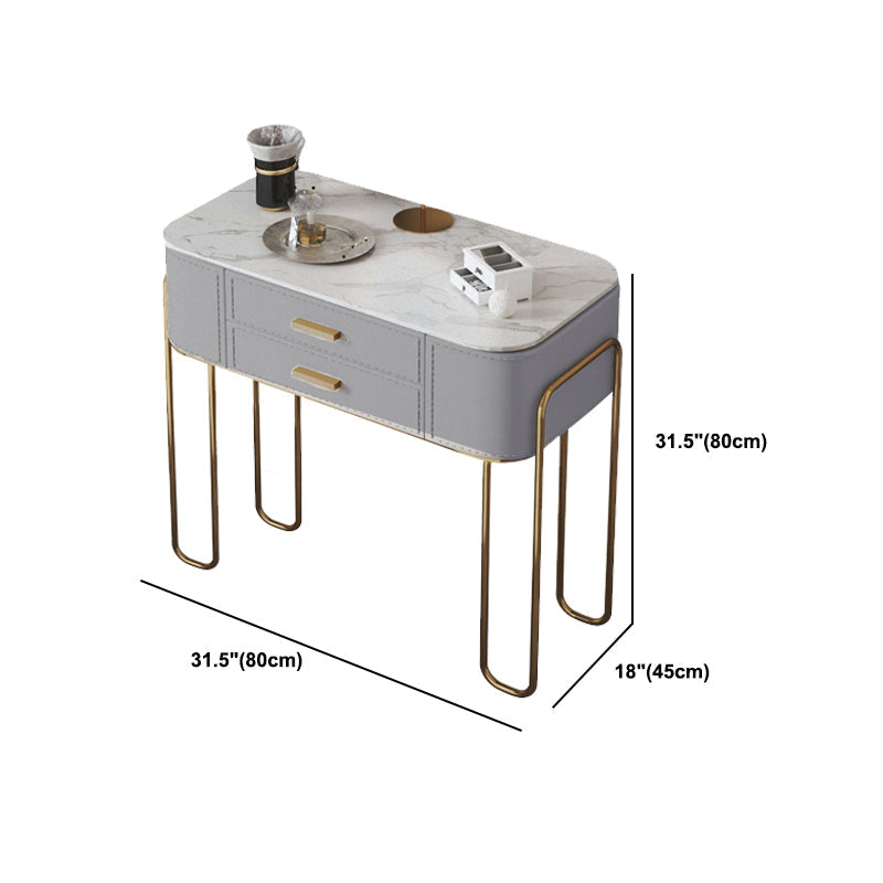 Specchio e 2 cassetti set di sgabelli da toeletta da toeletta per trucco grigio chiaro