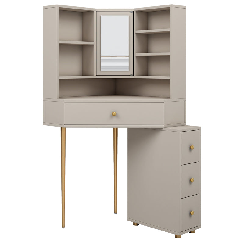 Mirrored Vanity Table and Stool Set 33.4" Wide Vanity Dressing Table Clearhalo 'Bedroom Furniture' 'furn' 'furn_makeup_vanities' 'Furniture' 'Makeup Vanities' 'makeup_vanities' 5717706