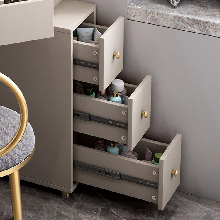 Mirrored Vanity Table and Stool Set 33.4" Wide Vanity Dressing Table Clearhalo 'Bedroom Furniture' 'furn' 'furn_makeup_vanities' 'Furniture' 'Makeup Vanities' 'makeup_vanities' 5717709