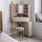 Mirrored Vanity Table and Stool Set 33.4" Wide Vanity Dressing Table Makeup Vanity & Stools Khaki 4 Clearhalo 'Bedroom Furniture' 'furn' 'furn_makeup_vanities' 'Furniture' 'Makeup Vanities' 'makeup_vanities' 5717712