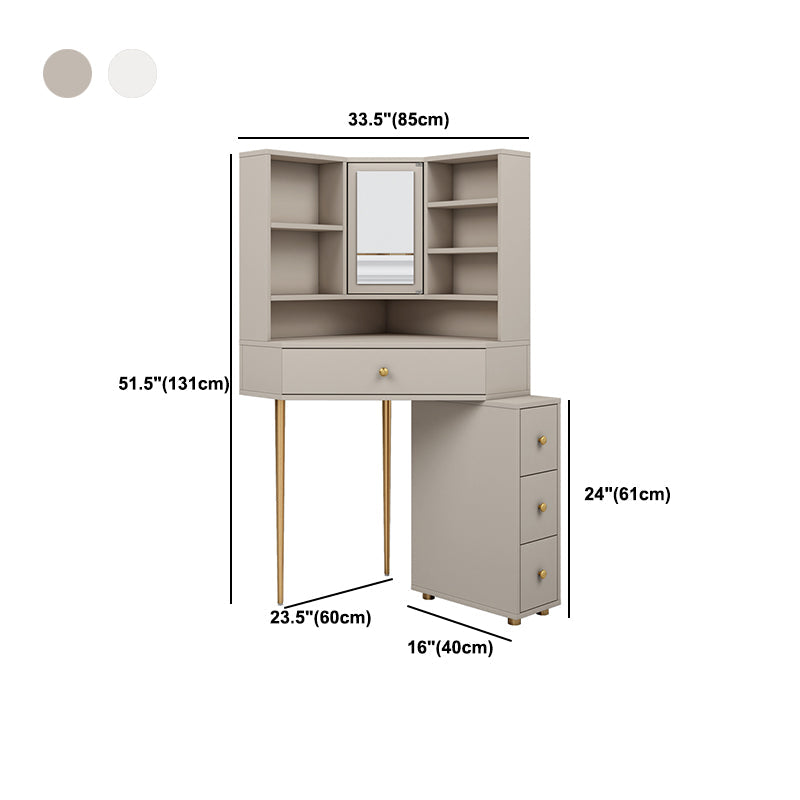 Mirrored Vanity Table and Stool Set 33.4" Wide Vanity Dressing Table Clearhalo 'Bedroom Furniture' 'furn' 'furn_makeup_vanities' 'Furniture' 'Makeup Vanities' 'makeup_vanities' 5717713