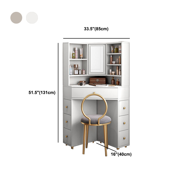 Mirrored Vanity Table and Stool Set 33.4" Wide Vanity Dressing Table Clearhalo 'Bedroom Furniture' 'furn' 'furn_makeup_vanities' 'Furniture' 'Makeup Vanities' 'makeup_vanities' 5717714