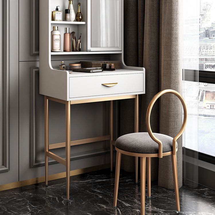 Luxurious Vanity Set 1/2 Storage Drawers with Mirror & Padded Stool Clearhalo 'Bedroom Furniture' 'furn' 'furn_makeup_vanities' 'Furniture' 'Makeup Vanities' 'makeup_vanities' 5717718