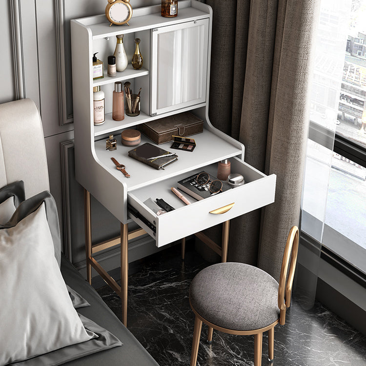 Luxurious Vanity Set 1/2 Storage Drawers with Mirror & Padded Stool Clearhalo 'Bedroom Furniture' 'furn' 'furn_makeup_vanities' 'Furniture' 'Makeup Vanities' 'makeup_vanities' 5717721