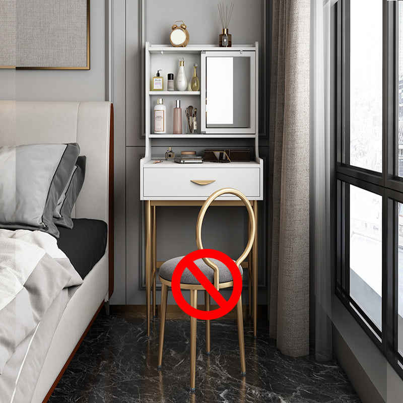 Luxurious Vanity Set 1/2 Storage Drawers with Mirror & Padded Stool