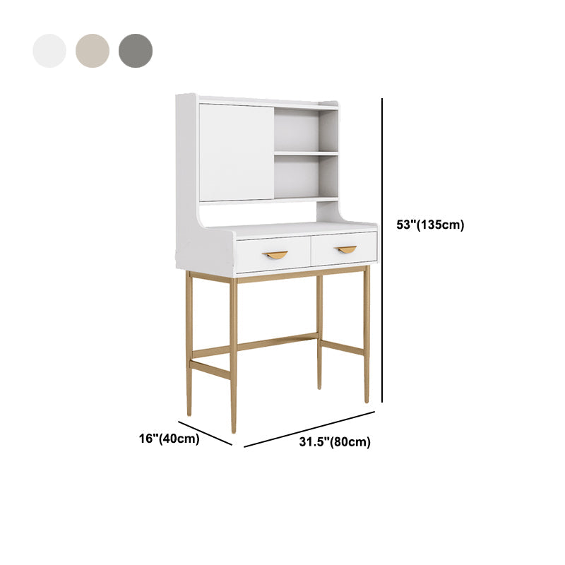 Luxurious Vanity Set 1/2 Storage Drawers with Mirror & Padded Stool Clearhalo 'Bedroom Furniture' 'furn' 'furn_makeup_vanities' 'Furniture' 'Makeup Vanities' 'makeup_vanities' 5717744