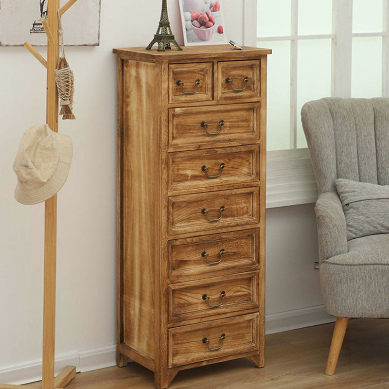 Coffre de rangement vertical en bois massif vintage de 14 po de largeur avec tiroirs