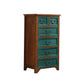 Coffre de rangement vertical en bois massif vintage de 14 po de largeur avec tiroirs