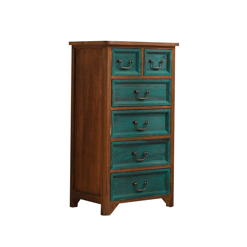 Coffre de rangement vertical en bois massif vintage de 14 po de largeur avec tiroirs