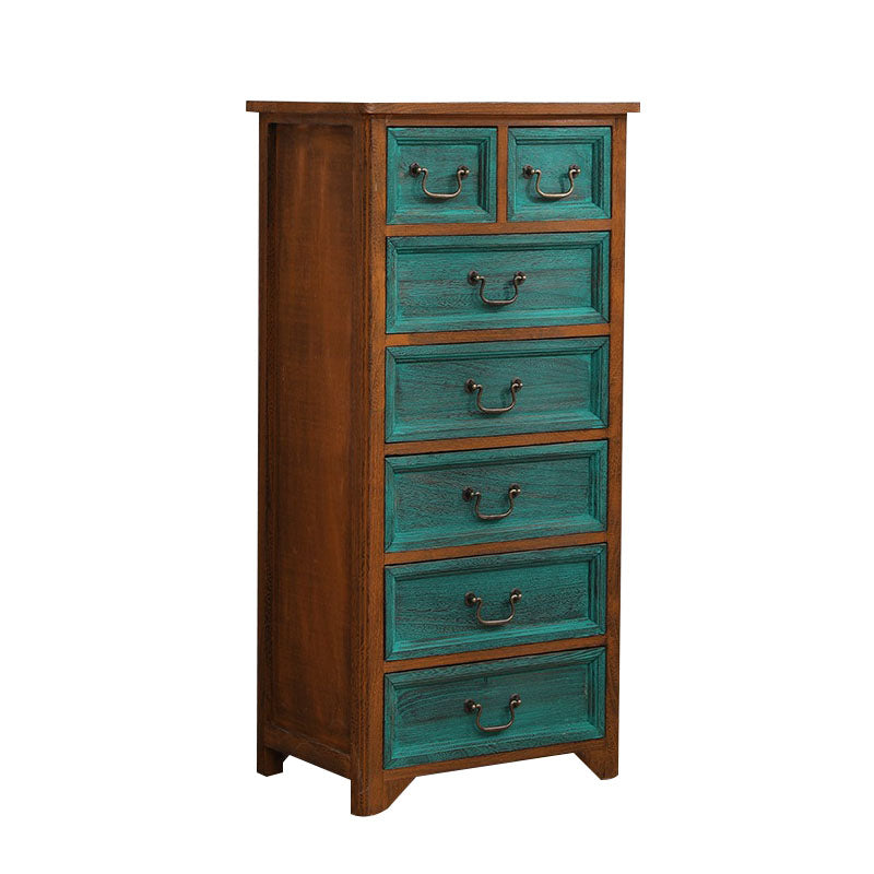 Coffre de rangement vertical en bois massif vintage de 14 po de largeur avec tiroirs