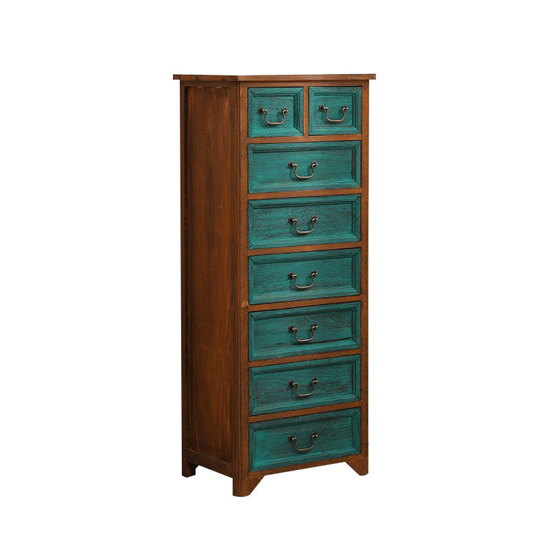 Coffre de rangement vertical en bois massif vintage de 14 po de largeur avec tiroirs