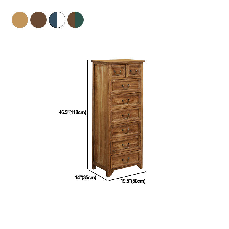 Coffre de rangement vertical en bois massif vintage de 14 po de largeur avec tiroirs