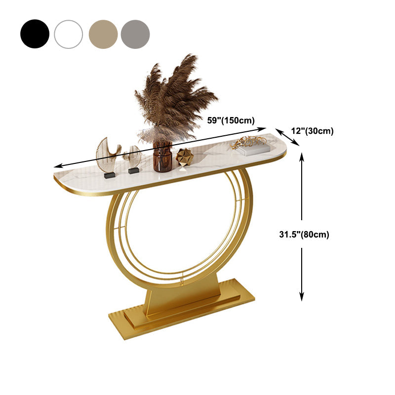 Tavolo da graffio di console in pietra larga 11,8 "con cornice di ferro d'oro