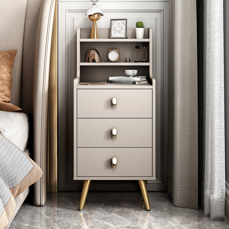 Comodino a 3 cassetti da 16 "w tavolo da notte bianco / grigio per camera da letto