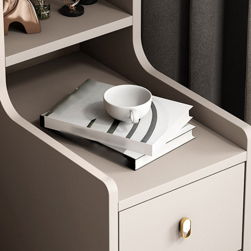 Table de nuit à 3 tirages 16 "W Table de nuit blanche / gris pour chambre à coucher