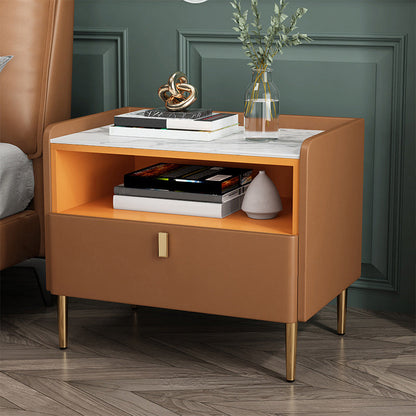 1 la houten nachtkastje 16 "W leisteen bovenste nachttafel voor slaapkamer