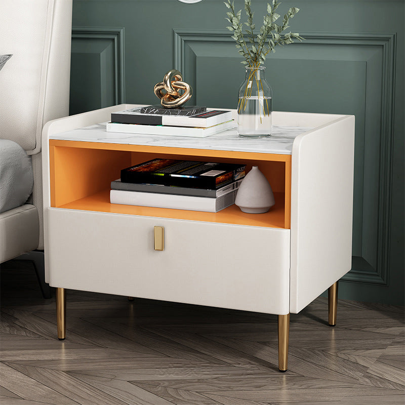 1 la houten nachtkastje 16 "W leisteen bovenste nachttafel voor slaapkamer