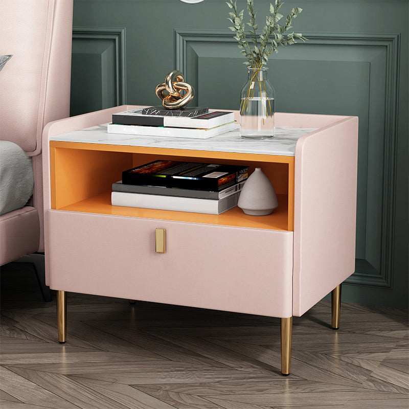 1 la houten nachtkastje 16 "W leisteen bovenste nachttafel voor slaapkamer