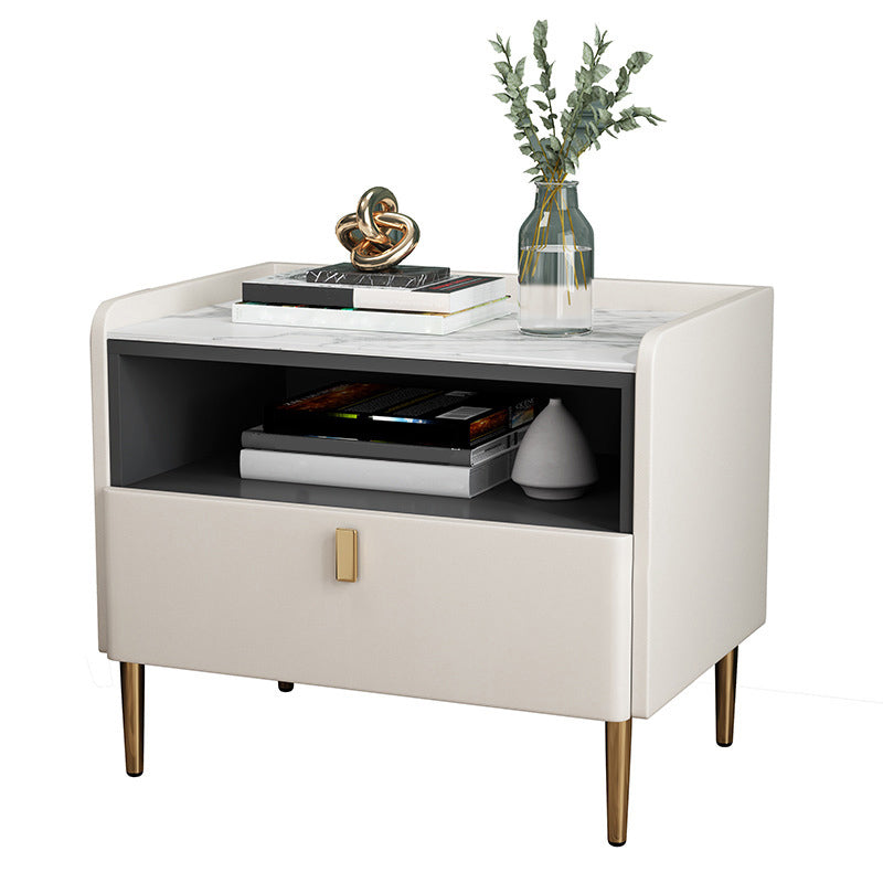 1 la houten nachtkastje 16 "W leisteen bovenste nachttafel voor slaapkamer