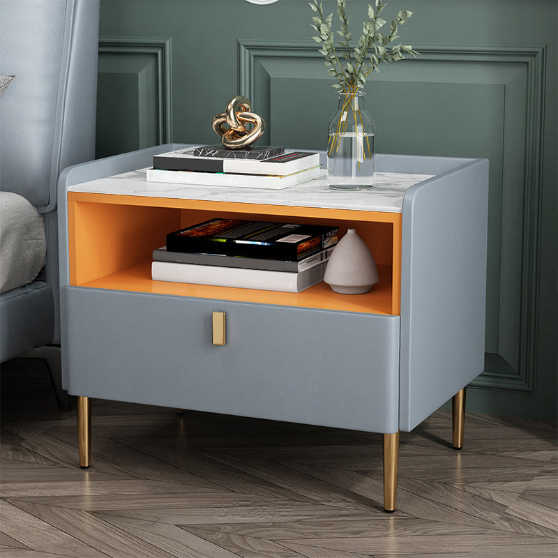 1 la houten nachtkastje 16 "W leisteen bovenste nachttafel voor slaapkamer