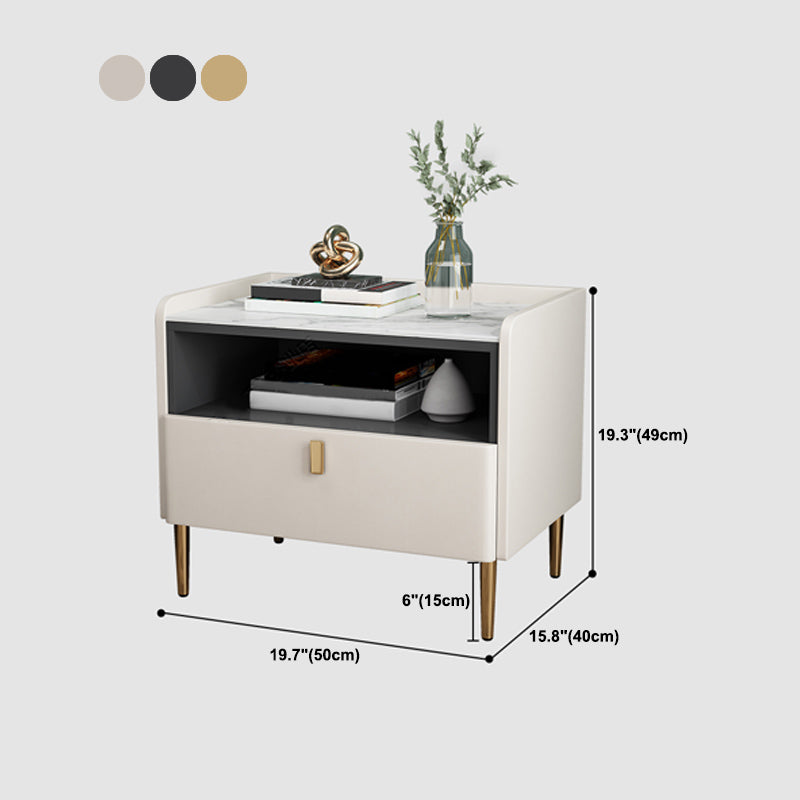 1 la houten nachtkastje 16 "W leisteen bovenste nachttafel voor slaapkamer