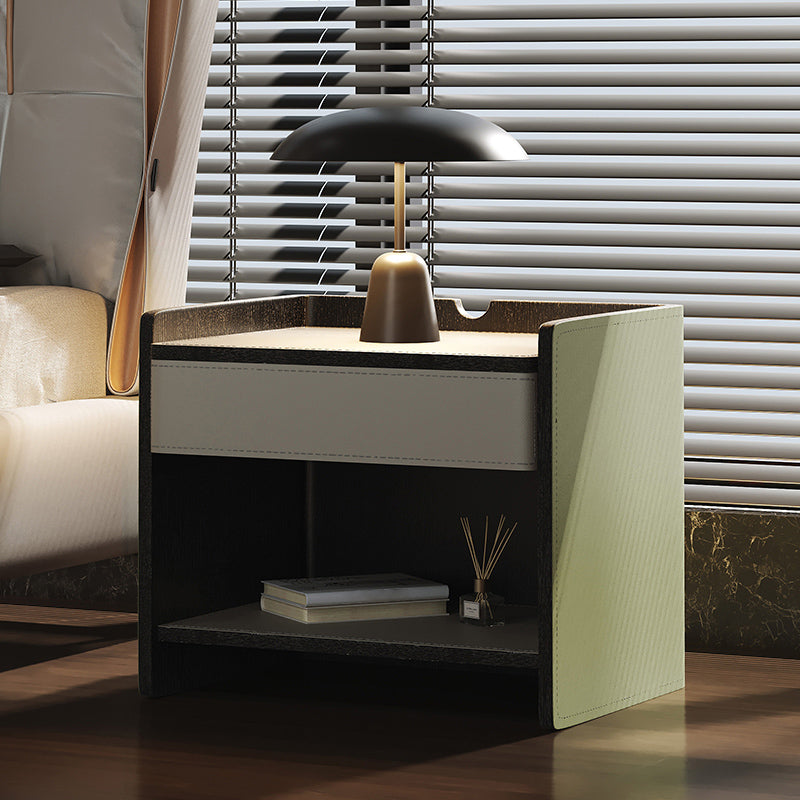 1-Drawer Nightstand 16.5" W Leather Open Storage Night Table for Bedroom Green Clearhalo 'Bedroom Furniture' 'furn' 'furn_night_stand' 'Furniture' 'night_stand' 'Nightstands' 5718028