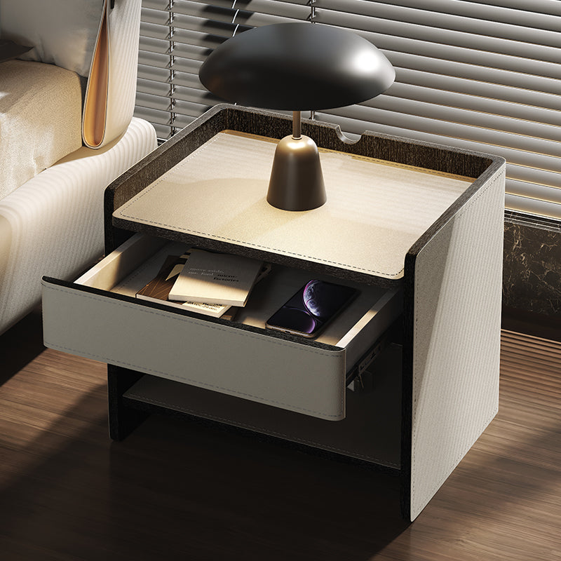 1-Drawer Nightstand 16.5" W Leather Open Storage Night Table for Bedroom Clearhalo 'Bedroom Furniture' 'furn' 'furn_night_stand' 'Furniture' 'night_stand' 'Nightstands' 5718030