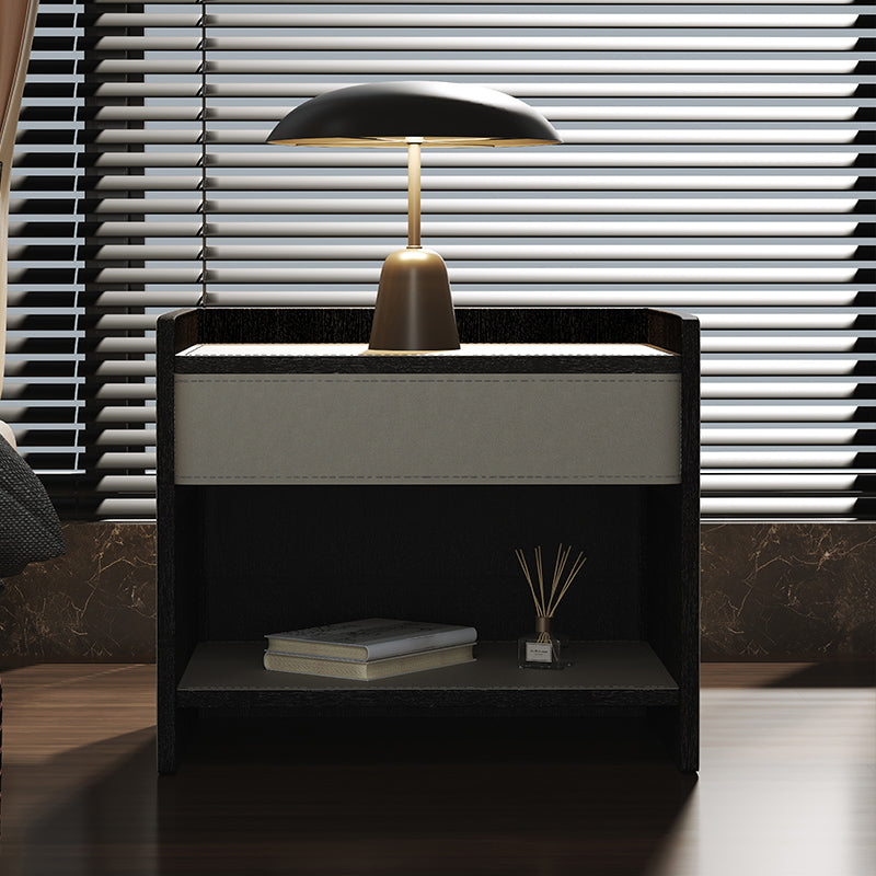 1-Drawer Nightstand 16.5" W Leather Open Storage Night Table for Bedroom Clearhalo 'Bedroom Furniture' 'furn' 'furn_night_stand' 'Furniture' 'night_stand' 'Nightstands' 5718032