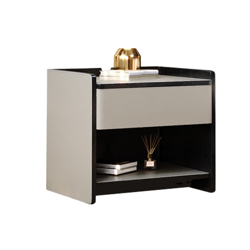 1-Drawer Nightstand 16.5" W Leather Open Storage Night Table for Bedroom Clearhalo 'Bedroom Furniture' 'furn' 'furn_night_stand' 'Furniture' 'night_stand' 'Nightstands' 5718033