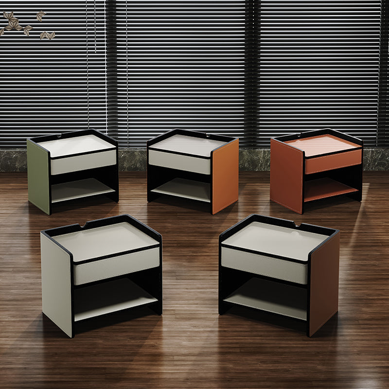 1-Drawer Nightstand 16.5" W Leather Open Storage Night Table for Bedroom Clearhalo 'Bedroom Furniture' 'furn' 'furn_night_stand' 'Furniture' 'night_stand' 'Nightstands' 5718037