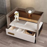 1-Drawer Nightstand 14.6" W Glass Top Open Storage Night Table for Bedroom