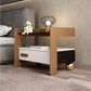 1-Drawer Nightstand 14.6" W Glass Top Open Storage Night Table for Bedroom