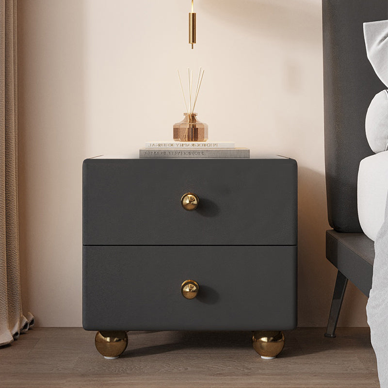 Table de nuit de 2 dessins 15,8 "W Table de nuit fermée en bois pour chambre à coucher