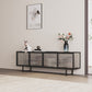 Industrial TV Media Console 4-Door Metal and Glass TV Media Stand